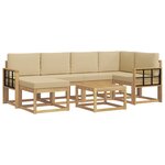 vidaXL Ensemble de canapés d'extérieur 7 Pièces Blanc et Beige