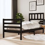 vidaXL Cadre de lit Noir 75x190 cm Petit simple Bois massif