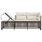 vidaXL Salon de jardin d'angle et coussins 3 Pièces marron résine tressée