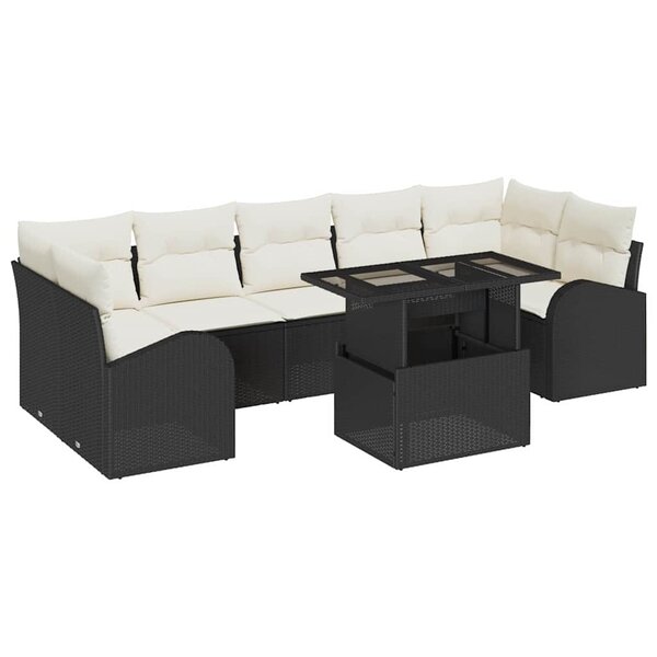 vidaXL Ensemble de canapé de jardin 8 pièces avec coussins noir en rotin