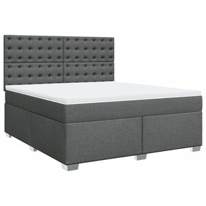 vidaXL Sommier à lattes de lit avec matelas Gris foncé 180x200cm Tissu