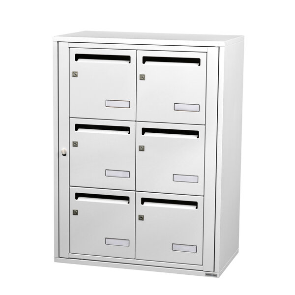 Bloc collectif Leabox 2x3 grade 3 simple face intérieur fixation murale blanc neige ral 9016 finition brillante