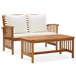 vidaXL Salon de jardin 2 Pièces avec coussins bois d'acacia solide