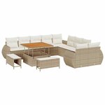 vidaXL Ensemble de canapé de jardin 13 Pièces Beige polyrotin