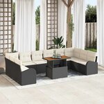 vidaXL Ensemble de canapé de jardin 11 Pièces Noir Poly rotin