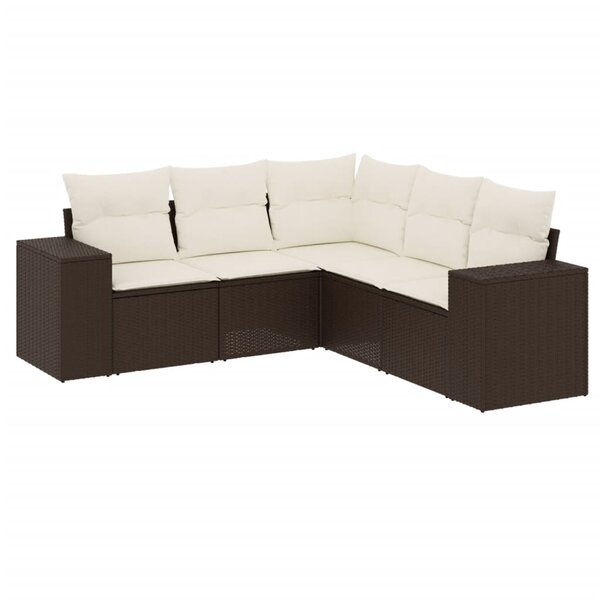 vidaXL Salon de jardin avec coussins 5 Pièces marron résine tressée