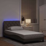 vidaXL Cadre de lit avec LED sans matelas taupe 100x200 cm tissu