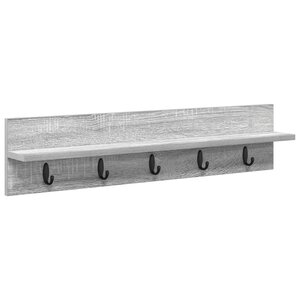 vidaXL Porte-manteau mural avec étagère Montage mural Sonoma gris 80 x 10.5 x 18 cm