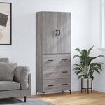 vidaXL Buffet haut Sonoma gris 69 5x34x180 cm Bois d'ingénierie