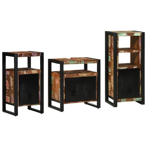 vidaXL Ensemble de mobilier de salle de bain avec étagère avec stockage avec porte 3 Pièces