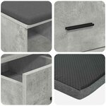 vidaXL Banc d'entrée avec coussin Gris béton 60 x 38 x 46 cm