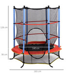 Trampoline de jardin enfants Ø 1 65 × 1 62H m filet de sécurité porte zipée couvre-ressorts + 6 poteaux rembourrés inclus noir rouge bleu