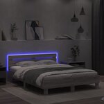 vidaXL Cadre de lit avec tête de lit et LED sonoma gris 150x200 cm