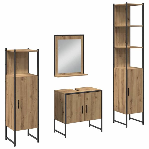 vidaXL Ensemble de mobilier de salle de bain avec porte 4 Pièces Marron