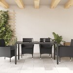 vidaXL Table de jardin dessus en verre Noir 150x90x75cm Résine tressée