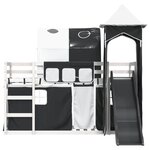 vidaXL Lit superposé avec toboggan et rideaux blanc et noir 90x200 cm