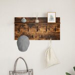vidaXL Porte-manteau mural avec étagère Montage mural avec stockage Chêne fumé 80 x 40 x 12 cm