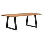 vidaXL Table à manger avec bord naturel 220x100x74cm bois massif chêne