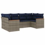 vidaXL Salon de jardin 6 Pièces avec coussins gris résine tressée