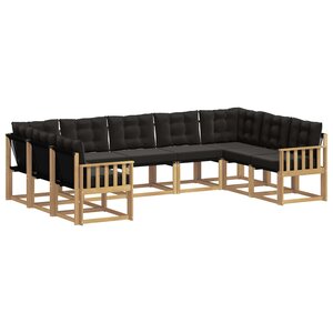 vidaXL Ensemble de canapés d'extérieur 9 Pièces Blanc et noir