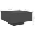 vidaXL Table basse Gris 60x60x31 5 cm Aggloméré