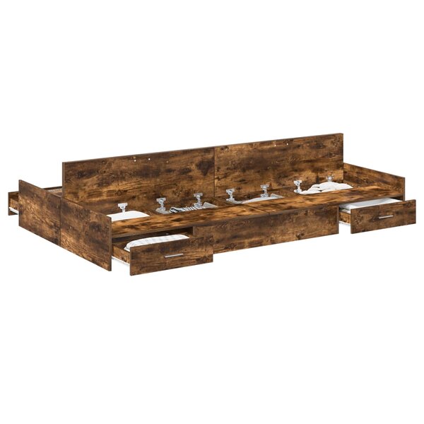 vidaXL Cadre de lit avec rangement avec tiroir Chêne fumé 120 x 190 cm