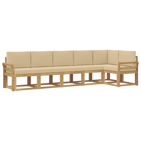 vidaXL Ensemble de canapés d'extérieur 6 pc Blanc et Beige Polyester