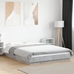vidaXL Cadre de lit avec lumières LED gris béton 135x190 cm