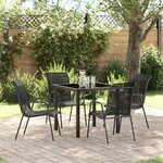 vidaXL Ensemble de salle à manger pour jardin 5 Pièces Noir