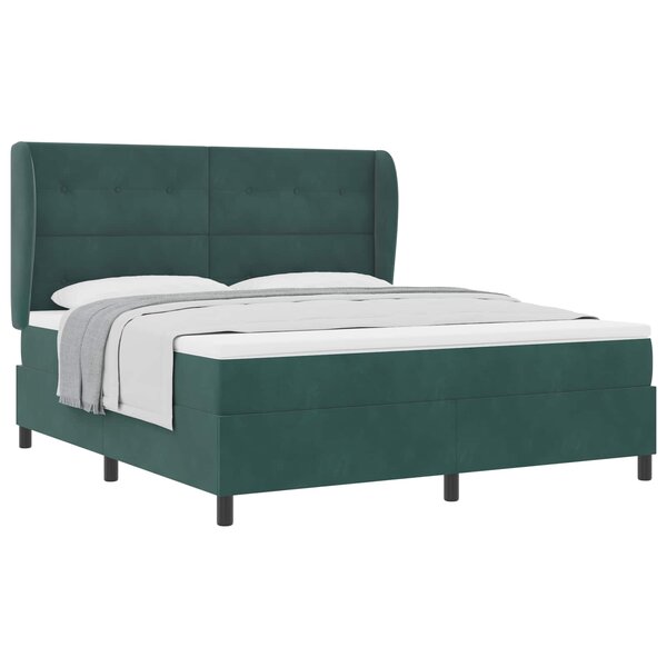 vidaXL Lit à ressorts avec matelas Vert foncé 200 x 180 cm Velours