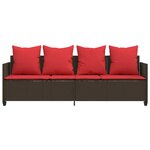vidaXL Chaise longue avec coussins marron résine tressée