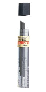 Etui de 12 mines HI-POLYMER SUPER 0 5 mm 2H PENTEL
