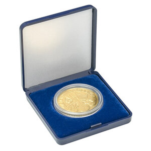 Écrin monnaie avec plateau velours bleu pour pièces de 18 à 50 mm. Diamètre intérieur - 46 mm