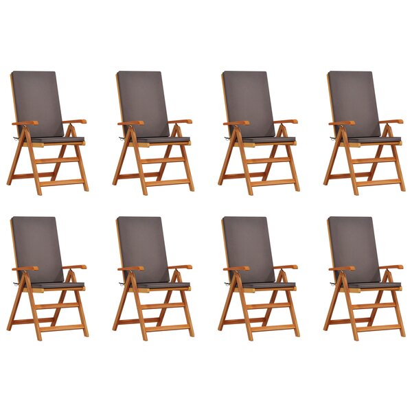 Chaises de jardin inclinables vidaXL avec coussins - 8 pièces en bois de teck massif