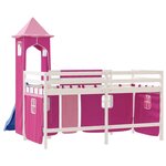 vidaXL Lit mezzanine enfants avec tour rose 80x200cm bois pin massif