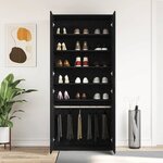 vidaXL Cabinet à chaussures Noir 80 x 39 x 180 cm Bois d'ingénierie