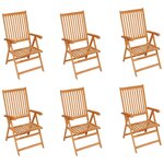 vidaXL Chaises de jardin lot de 6 avec coussins bleu royal Bois teck