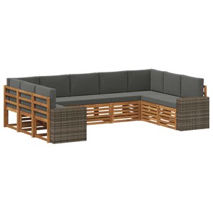 vidaXL Ensemble de canapés d'extérieur 9 pc Naturel et Anthracite