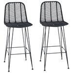 vidaXL Chaise de bar 2 pc Noir 44 x 53 x 111 cm Rotin et métal