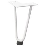 vidaXL Pieds en épingle à cheveux pour table basse 4 pièces Blanc 20 cm Acier massif