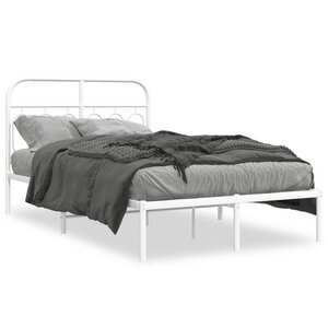 vidaXL Cadre de lit métal sans matelas et tête de lit blanc 120x200 cm