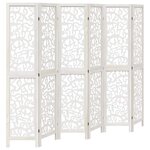 vidaXL Cloison de séparation 6 panneaux blanc bois de paulownia massif