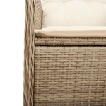 vidaXL Chaise inclinable de jardin avec coussins beige résine tressée