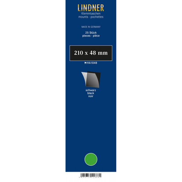 Bandes simple soudure 210 x 48 mm pour timbres-poste. Fond - Noir