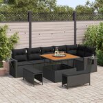 vidaXL Ensemble de canapé de jardin 9 Pièces Noir polyrotin