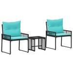 vidaXL Ensemble de meubles d'extérieur 7 Pièces Noir et turquoise