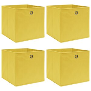 vidaXL Boîtes de rangement 4 Pièces Jaune 32x32x32 cm Tissu