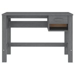 Bureau table poste de travail meuble d'ordinateur informatique étude HAMAR foncé 110 x 40 x 75 cm bois massif de pin gris 02_0023854