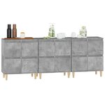 vidaXL Buffets 3 Pièces gris béton 60x35x70 cm bois d'ingénierie