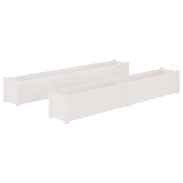 vidaXL Jardinières 2 Pièces Blanc 200x31x31 cm Bois de pin massif